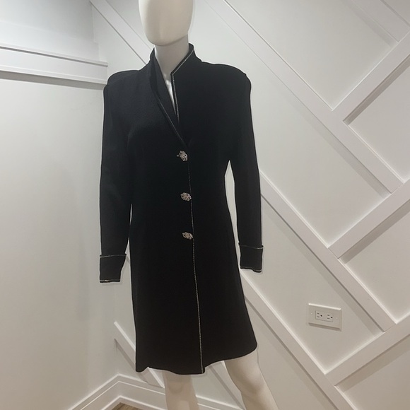 St. John Evening Santana Knit Black Blazer with Swarovski Crystal Accents